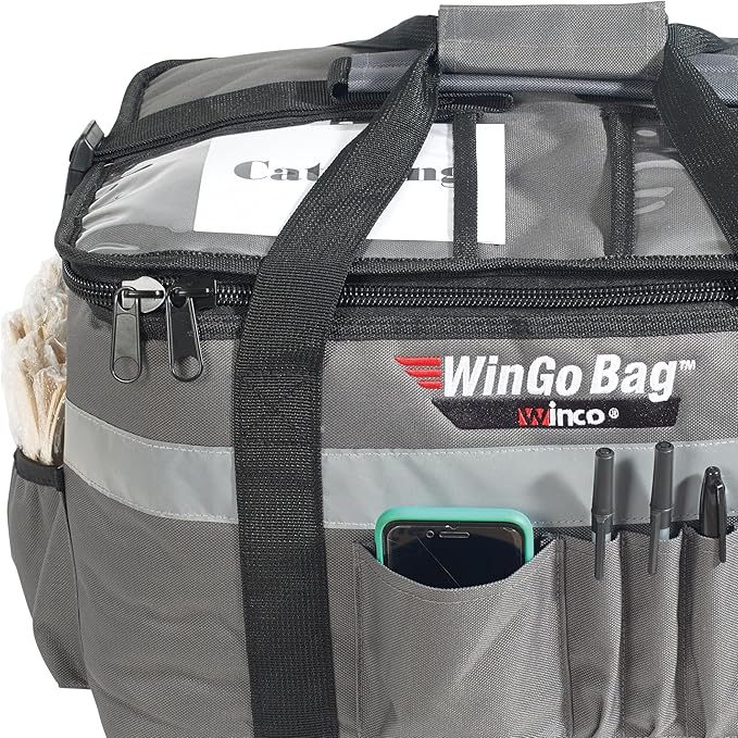 Winco Insulated Food Delivery/Catering Bag Large Gray