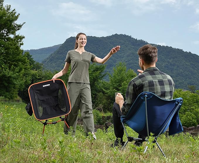 MARCHWAY Lightweight Folding Camping Chair Portable Foldable Compact for Outdoor Camp Travel Beach Picnic Festival Hiking Backpacking Supports 330Lbs (Orange)