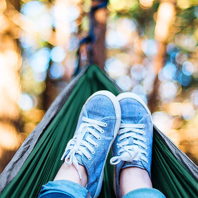 Camping Hammock 500 lb Capacity – Portable Double Hammock with Tree-Friendly Straps and Carabiners Lightweight for Backpacking Hiking Travel Beach Backyard