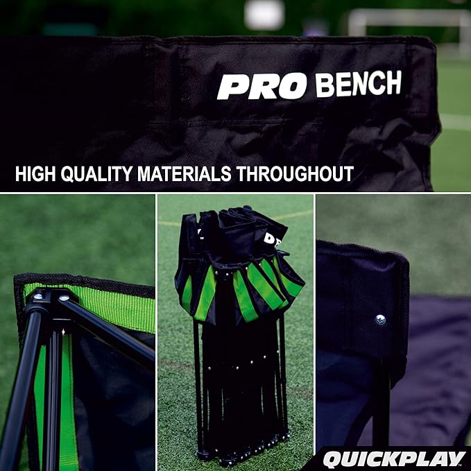 QUICKPLAY PRO Portable Folding Bench – Available in 4 6 and 9 Seats &amp 6-Seat Shelter | Heavy-Duty Fast Set-Up Seating for Sports Camping and Outdoor Activities