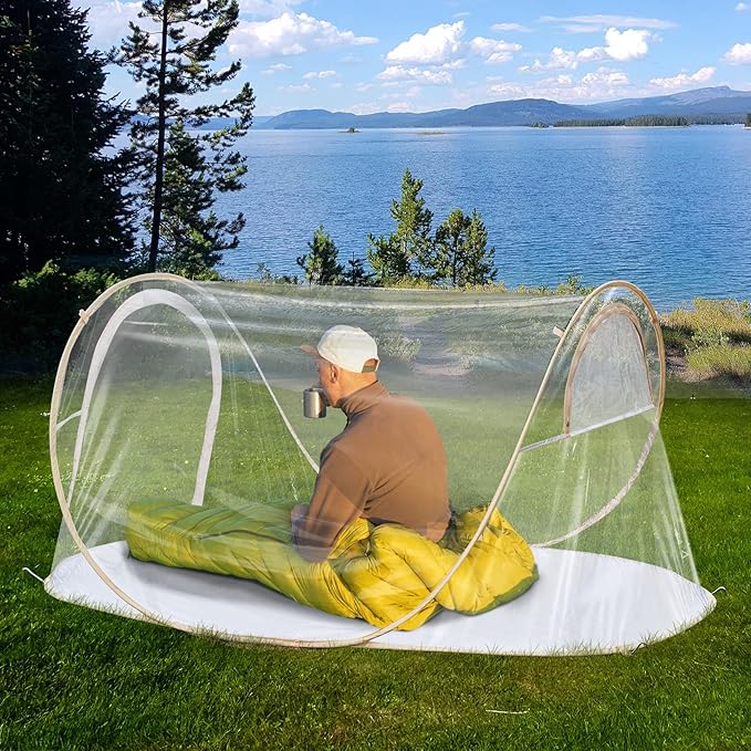 EighteenTek® Pod All Weatherproof Sports Tent Clear Pop Up Tent Camping Stargazing Transparent Outdoor Bubble 2 Person Capsule Portable Weather Proof Pod Instant Cold Protection Shelter 88x54x39H
