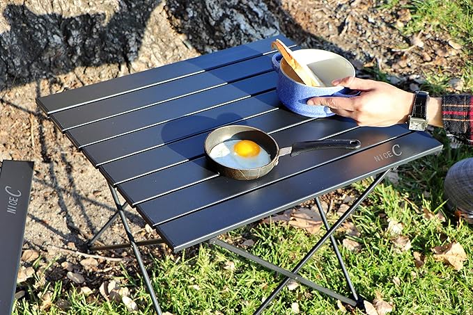 Nice C Camping Table Camp Table Folding Table Beach Table Roll up Foldable Collapsible Aluminum Ultralight Compact with Carry Bag for Outdoor Picnic Cooking Festival Indoor Office