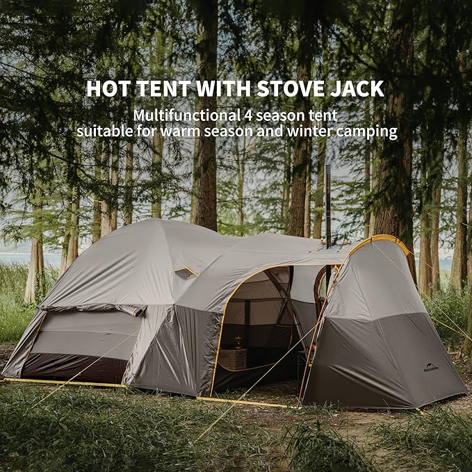 Naturehike KOTA 4/6/8 Person Camping Tent Double Layer Waterproof 4 Person 6 Person 8 Person Tents for Camping Large and Tall Family Tent with Vestibules Porch