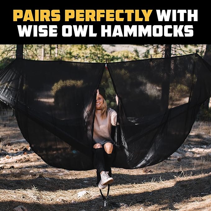 Wise Owl Outfitters Hammock Bug Net – Mosquito Net for Hammock Lightweight Bug Netting for Camping Hiking Backpacking Forest &amp Outdoor Use