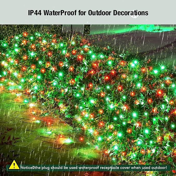 Led Red and Green Christmas Net Lights Outdoor Christmas Bushes Lights 120Led 6ftx5ft Connectable Outdoor Indoor Mesh Net Lighting for Xmas Holiday Garden Lawn Shrubs Trees Bushes Decorations