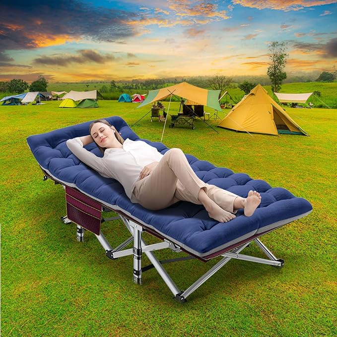 Barbella Folding Camping Cot 2 Pack Folding Cot Camping Cots for Adults Portable Sleeping Cot with Mattress Foldable Outdoor Bed Camp Cots Guest Bed with Carry Bag for Home Office &amp Outdoor Use