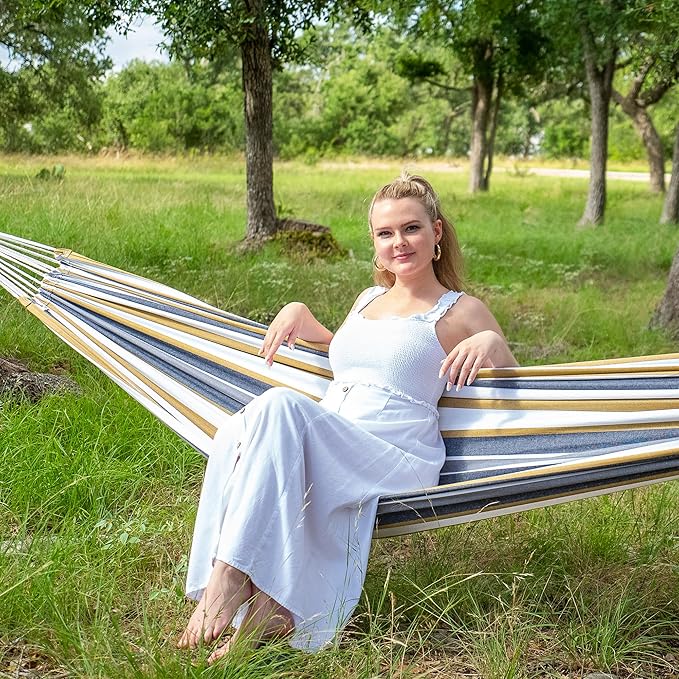 SUNCREAT Large Hammock for Tree Outdoor Tree Fabric Hammock Only Coffee Stripes