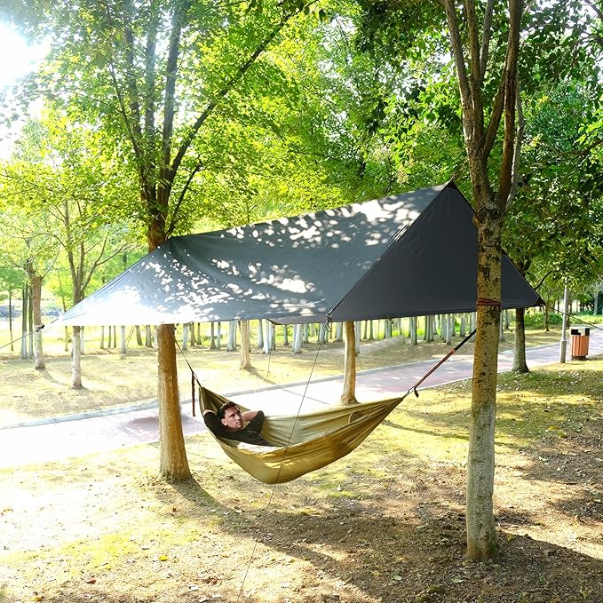 Clostnature Waterproof Camping Tarp for Tent - Ultralight Hammock Rain Fly for Backpacking Heavy Duty Camping Hiking Awning Lightweight Rain Tarp Tent Shelter Camping Gear Must Haves