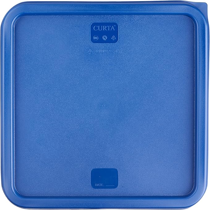 CURTA 8-Pack 22 Qt NSF Clear Polycarbonate Food Storage Containers with Blue Lids - Square Commercial-Grade Freezer &amp Dishwasher Safe Stackable