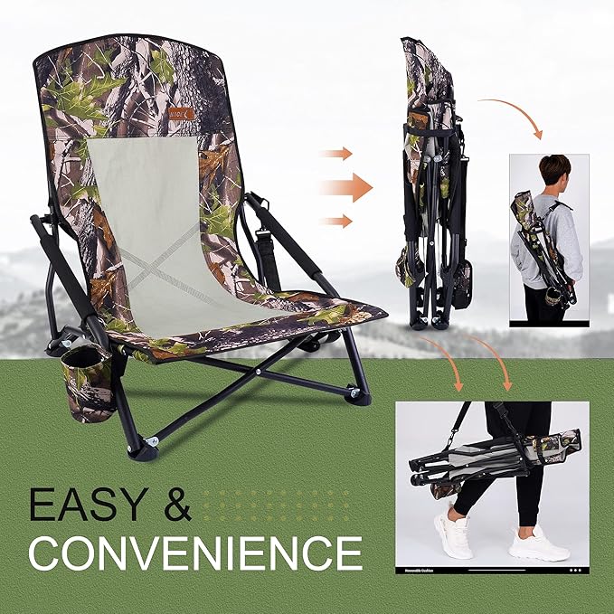 Nice C Hunting Chair Camping Chair Turkey Hunting Chairs Turkey Seats for Hunting Folding Backpacking Chair with Cup Holder &amp Carry Strap Heavy Duty (2 Pack)
