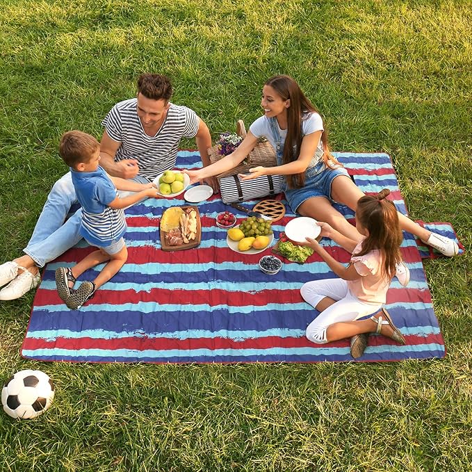 Tirrinia Picnic Blanket Extra Large Waterproof Lightweight Portable Outdoor Mat for Family Camping Travel Park Beach Hiking Stadium Concerts - Machine Washable
