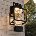 PARTPHONER Modern Outdoor Light Fixture Outdoor Lighting 15 H Exterior Wall Sconce Waterproof Porch Light Outside Light for House with Water Glass for Garage Doorway Black