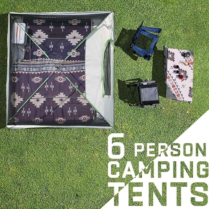 Happy Travel Camping Tent 4/6 Person Dome Tents for Camping with Rainfly Waterproof Clip Easy Setup Portable Family Tent with Mesh Windows 20% More Headroom Backpacking Tents for Camping &amp Hiki