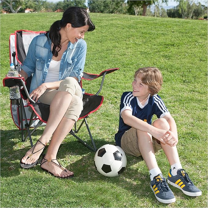 Kelsyus Original Foldable Canopy Chair for Camping Tailgates and Outdoor Events Grey/Red