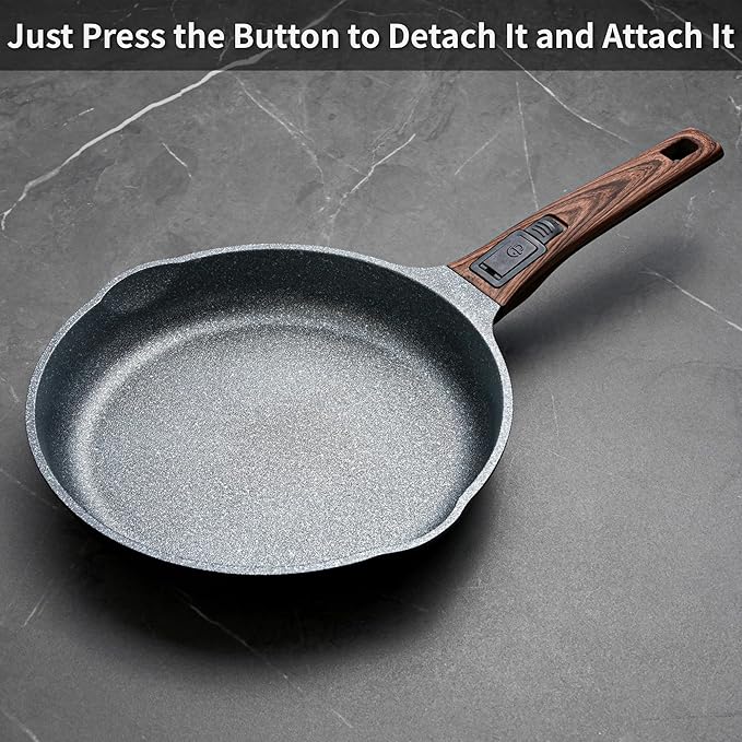 8 Inch and 12.5 Inch Smart Nonstick Frying Pan Set with Removable HandlesCast Aluminum and Anti-Scratch Sauté PansCompatible with All StovetopsDishwasher and Oven Safe