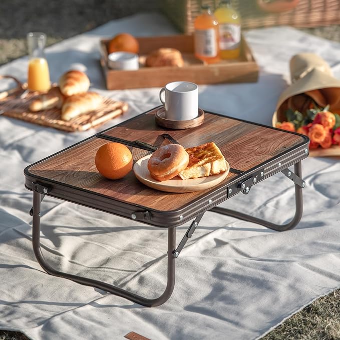 Naturehike Folding Camping Table Portable Tables with Adjustable Legs 35.4×23.6×14.6 Inch Foldable Camp Pinic Tables with Carry Bag for Outdoor Camping BBQ Travel - Large Wooden