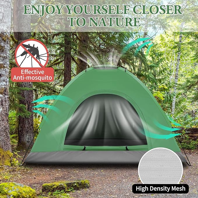 Outvita Camping Tent 4 Person Dome Tents with Rainfly &amp Carrying Bag Waterproof Easy Setup Tent with Mesh Windows for Camping &amp Hiking
