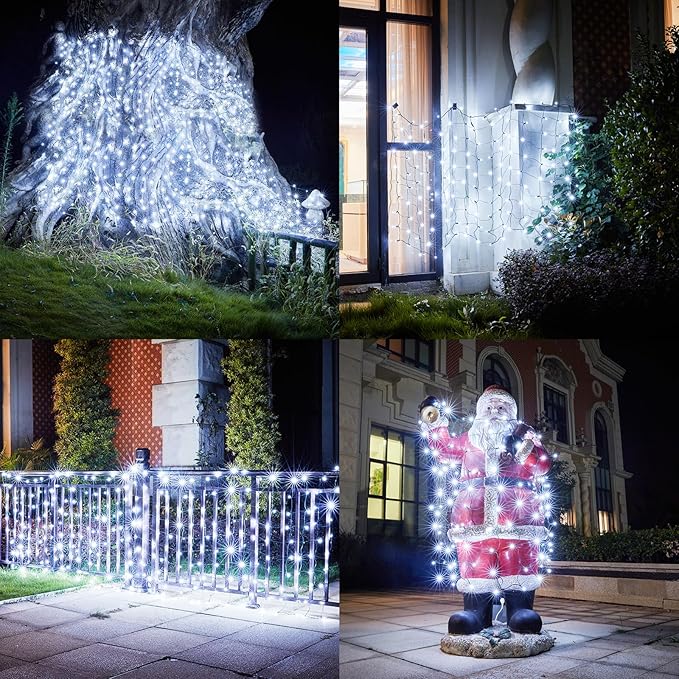 Led Christmas Net Lights White Outdoor Christmas Lights 160LED 5ftx7ft Waterproof Outdoor Indoor Fairy Mesh Net Light for Xmas Party Yard Patio Trees Shrubs Bushes Decorations