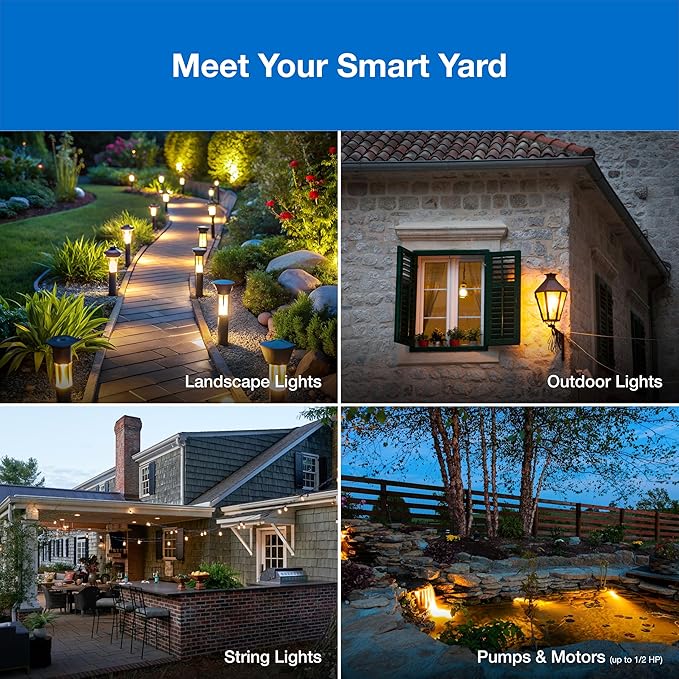 Lutron Outdoor Smart Plug for Caseta Smart Lighting Summer Patio Backyard Outdoor Lights &amp Motors 15A LED Fixtures &amp 1/2 HP Motors PD-15OUT-BL Black