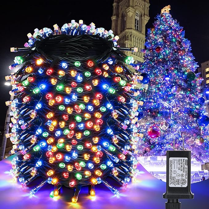 181FT 500 LED Christmas Indoor Outdoor Decorative Lights 8 Modes Waterproof Plug in Green Wire Fairy String Lights for Christmas Tree Party Wedding Garden Holiday Home Decoration (Multicolor)