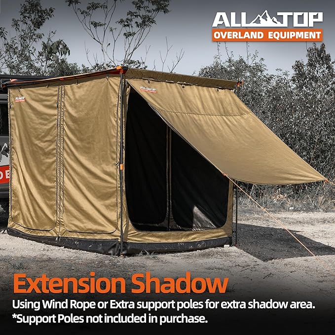 ALL-TOP Awning Room with Floor 8.2' x 10' Rip-Stop 420D Oxford Awning Tent with Bug-Resistance Mesh Waterproof Sun Shelter for Overland Camping(Room Only)