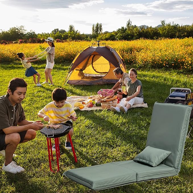 Foldable Portable Chair for Outdoor Travel Picnic BBQCamping Folding Adults with Carry BagPortable Chair for Outdoor Travel Fourteen Position Adjustable Recliner