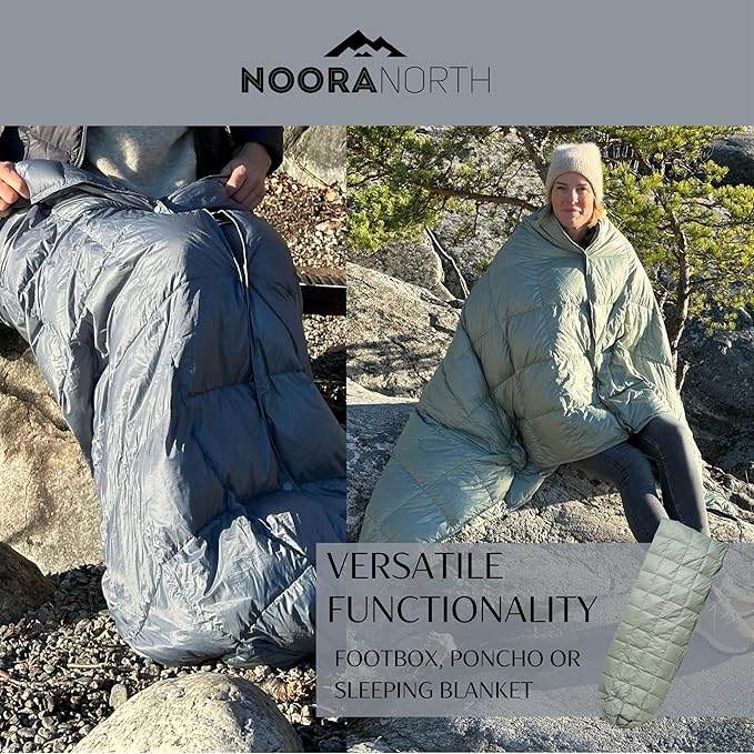 Down Camping Blanket with Footbox – Lightweight Packable Water Resistant Backpacking Quilt &amp Warm Puffy Compact Outdoor Throw – 52x77 with Stuff Sack for Stadium Hiking &amp Travel