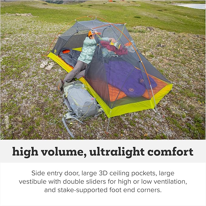 Big Agnes Tiger Wall UL - Ultralight Backpacking Tent 3-Season Semi-Freestanding Side-Entry Shelter for Camping &amp Backpacking -1 2 &amp 3 Person