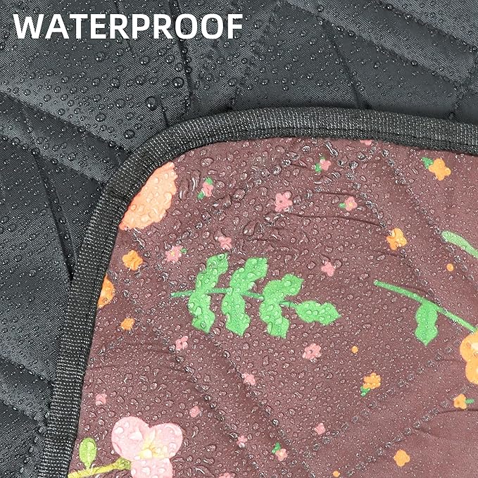 Outdoor Cute Picnic Blanket Brown Floral 60x80 Sandproof Beach Blanket Waterproof Picnic Blankets Foldable for Caming Beach Outdoor Activities.