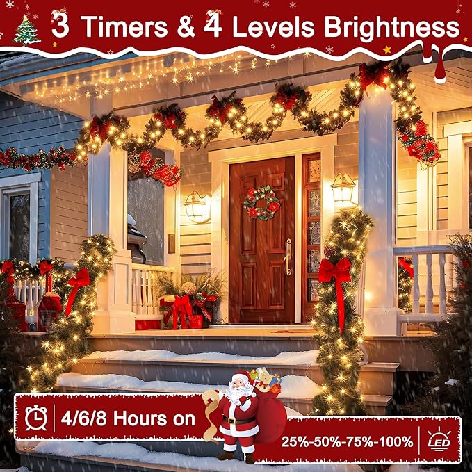 394FT 1200 LED Christmas Lights Outdoor Warm White Christmas Tree Lights Plug in 8 Modes Twinkle String Light for Bedroom Wedding Party Ceiling Xmas Home Decorations