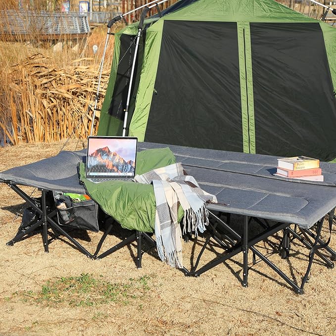 REDCAMP 2 Person Extra Wide Camping Cots for Adults 500lbs 59 W Oversized Heavy Duty Sleeping Cots XXXL Cots Portable for Indoor Office Outdoor Grey