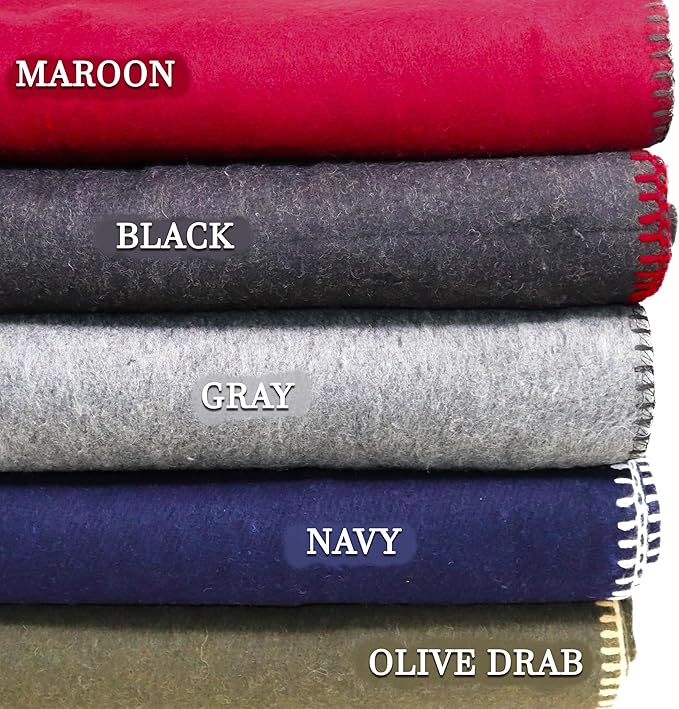 M MCGUIRE GEAR Heavy Duty Wool Blanket Survival Emergency and First Aid Use – Mil-Spec Fire Retardant Durable Outdoor Wool Blankets for Camping. - OD Green (64 x 90 inches)