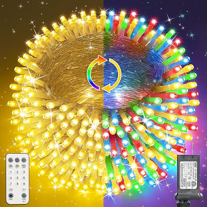 Color Changing Christmas Lights 175ft 500 LED Warm White &amp Multicolor Christmas String Lights with Remote 11 Modes Fairy Twinkle Lights Waterproof for Party Garden Home Weddings Xmas Tree De