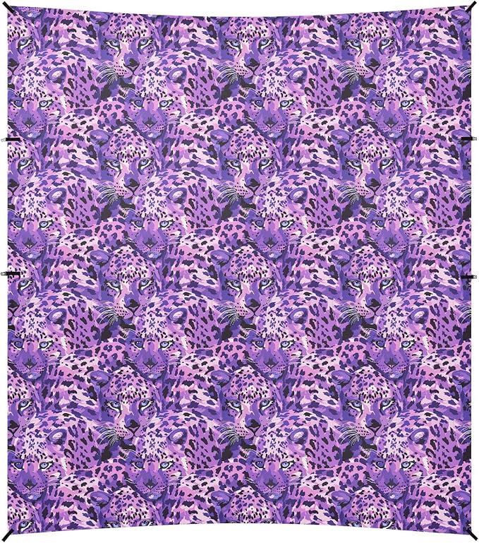 ALAZA Purple Leopard Print Beach Tent Sun Shelter UPF50+ Protection Beach Shade Canopy w/ 4 Sandbags for Outdoor Camping Fishing Backyard Fun Picnic 10x9 ft