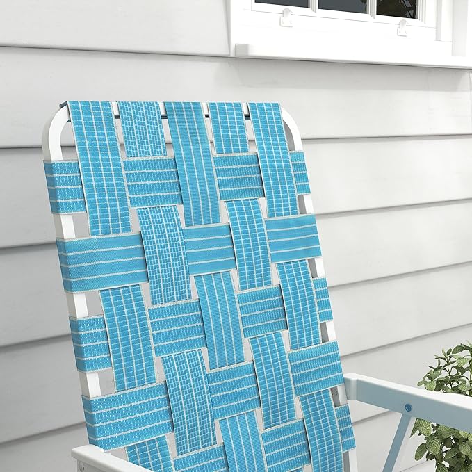 Set of 2 Patio Folding Chairs Classic Outdoor Camping Chairs Portable Lawn Chairs for Camping Garden Pool Beach Backyard w Armrests Blue