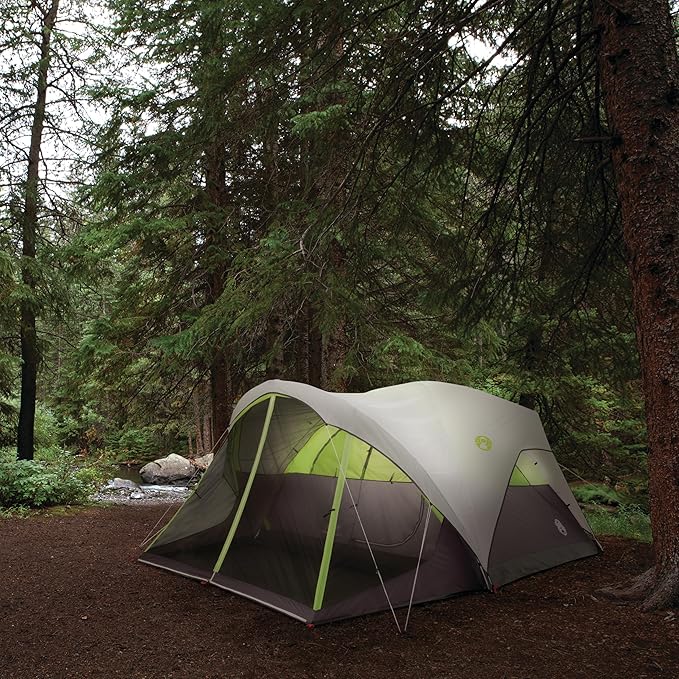 Coleman Steel Creek 6-Person Tent with Screened Porch &amp Integrated Rainfly Weatherproof Tent with Screen Room Sets Up in Minutes Fits Queen-Size Airbed