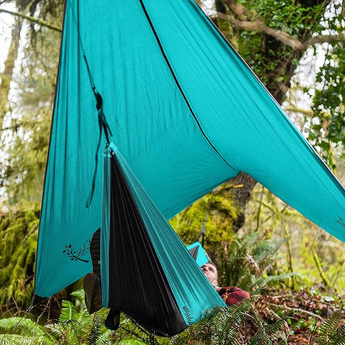 Wise Owl Outfitters Hammock &amp Rain Fly Bundle – Double Camping Hammock with Tree Straps and Waterproof Tarp Lightweight Shelter for Hiking &amp Travel