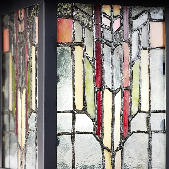 RIVER OF GOODS Stained Glass Outdoor Light Fixture - 11.75 H - Mission Style Porch Light - Opal
