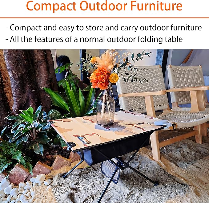 ECOeshiner Solar Folding Table 28W Camping Table - Solar Charging Mesh Bag Two USB Ports Heat + Water + Splash Resistant Solar Powered Beach Table Picnic Table Outdoor Table