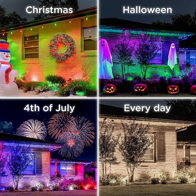 Enbrighten Vibe Eternity Landscape Lights 33ft 8 RGBWIC LEDs Weatherproof Perfect for Garden Pathway and Home Exterior Lighting Smart App Control Compatible with Alexa Google Home 83789