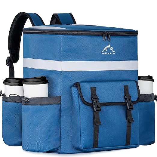 Food Delivery Backpack Insulated Delivery Bags for Delivery Bike Large Pizza Delivery Bag for HOT/COLD with 4 Pockets Reflective Strip for Uber EatCamping &amp Beach (Blue)