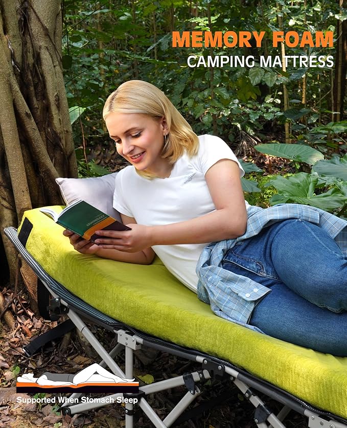 Extra Thick GAIALOOP 4 INCH Memory Foam Camping Mattress Roll Up Floor Sleeping Mat Camp Cot Mattress Pad Travel Camping Couch Bed for Guest Adults Side Sleepers