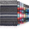 Hydration Nation Authentic Extra Large Mexican Blanket (70x50) - Handwoven Yoga Serape - Artisanal Falsa Beach Camping Picnic Outdoor (Blue Haze)