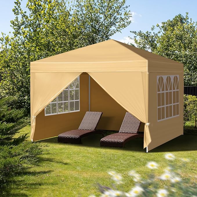 3 x 3m Two Doors &amp Two Windows Practical Waterproof Right-Angle Folding Tent Khaki