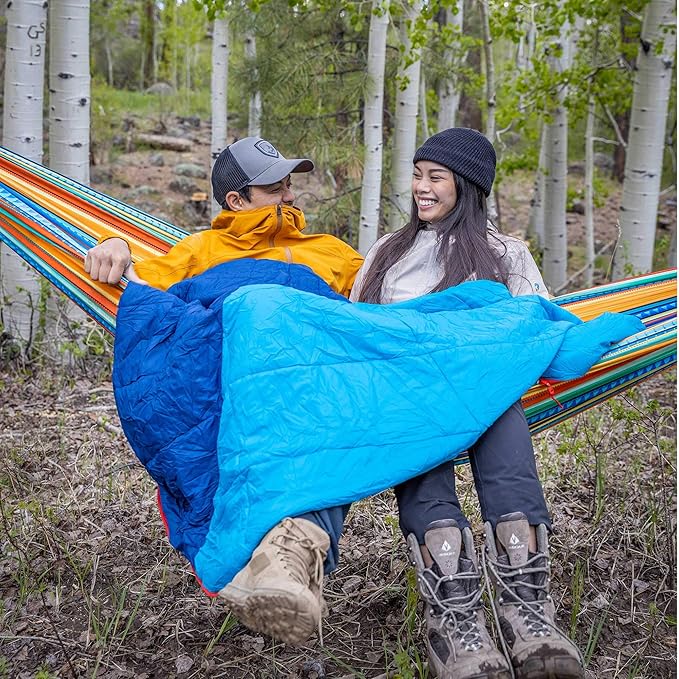 Grand Trunk 360° ThermaQuilt 3-in-1 Hammock Underquilt | Converts to Sleeping Bag or Blanket | 40°F Rated Lightweight Insulated Camping Quilt | Blue/Navy