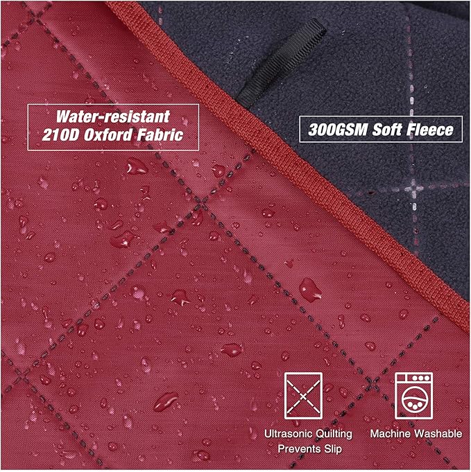REDCAMP Large Waterproof Stadium Blanket for Cold Weather Soft Warm Fleece Camping Blanket Windproof for Outdoor Sports Red