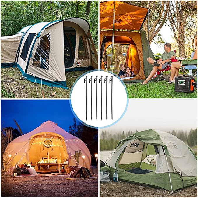 12PCS Tent Stakes Heavy Duty 16Inch Metal Camping Stakes Tent Pegs for Outdoors Mountain-Climbing Camping Hiking