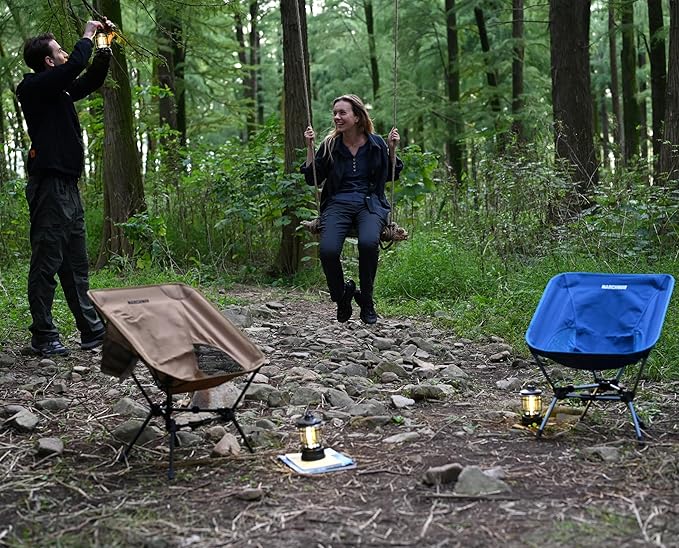 MARCHWAY Lightweight Folding Camping Chair with Spring Lock Stable Compact Portable for Outdoor Camp Travel Beach Picnic Festival Hiking Backpacking (Lowback Dark Blue)