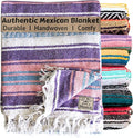 Del Mex Classic Mexican Blanket Large Authentic Woven Falsa Throw (70x50) Artisan Southwest Décor for Beach Yoga Outdoors (Lavender/Pink)