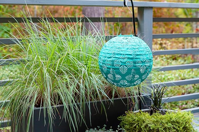 Allsop Soji Stella - Brights Geo Palm - 12 Outdoor Solar Lantern - Turquoise